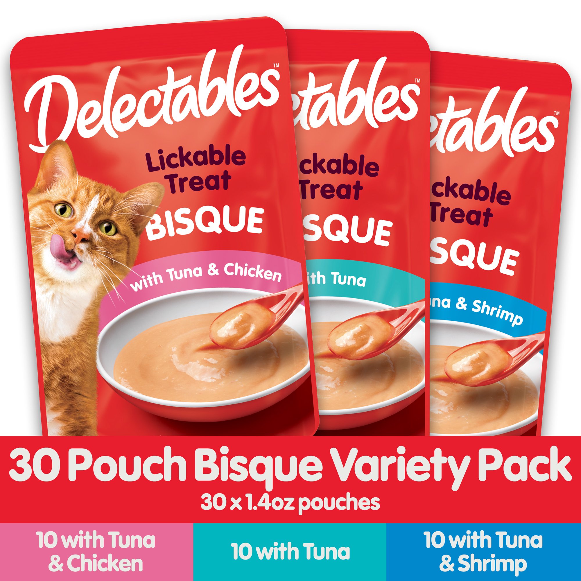 Hartz Delectables Bisque Lickable Wet Cat Treats Variety Pack. 30 Count
