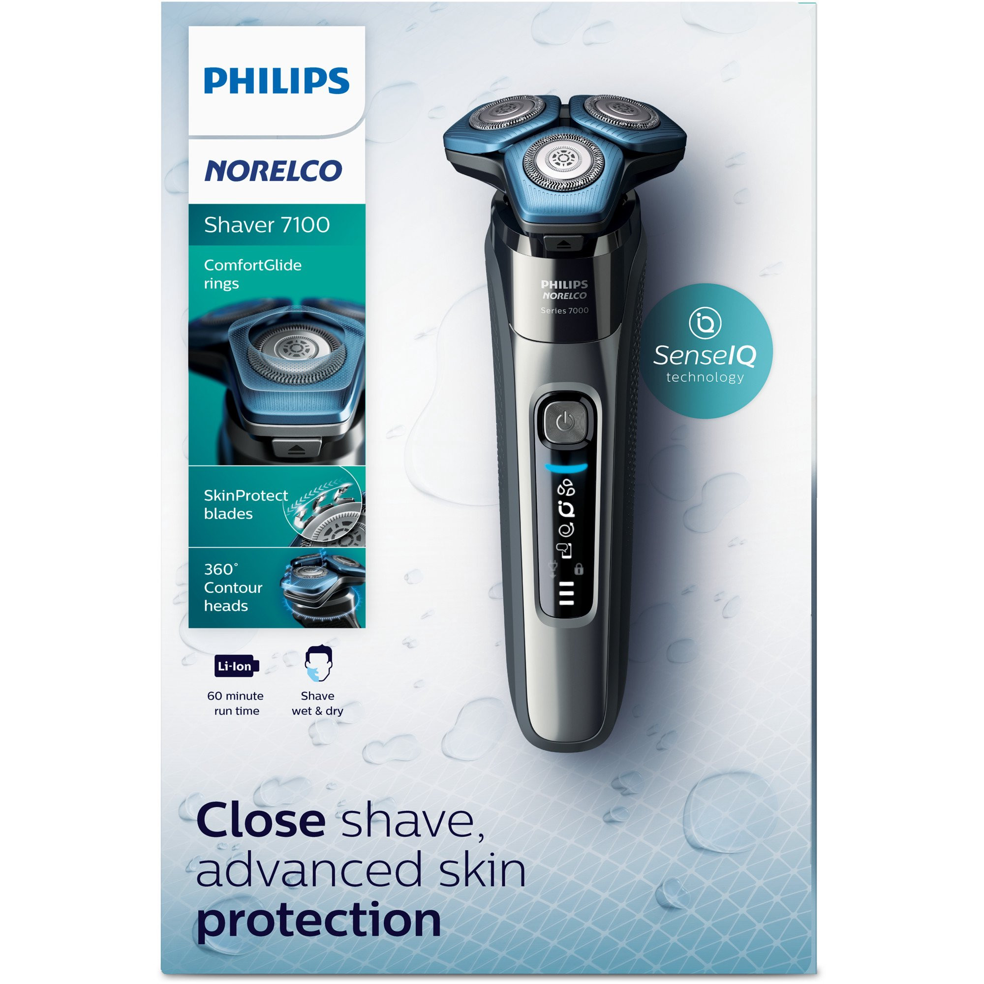 Philips Norelco Shaver 7100. Rechargeable Wet & Dry Electric Shaver with Senseiq Technology and Pop-Up Trimmer S7788/82