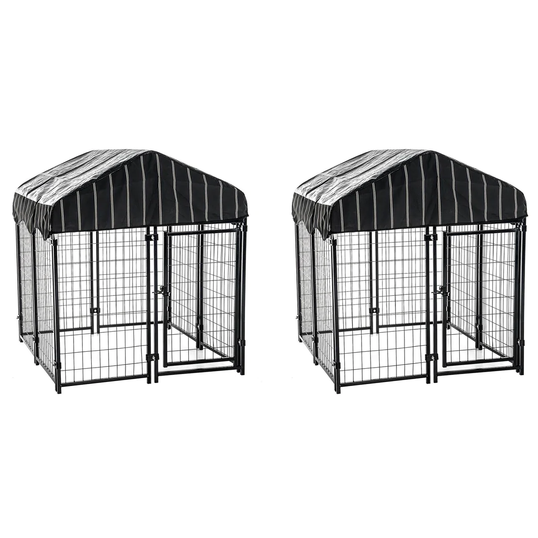 Lucky Dog 4′ x 4′ x 4.5′ Covered Wire Dog Fence Kennel Pet Play Pen (2 Pack)