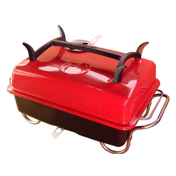 Raptor Grilling - Optimized Portable Charcoal Grill Smoker - Barbecue For Camping. Red