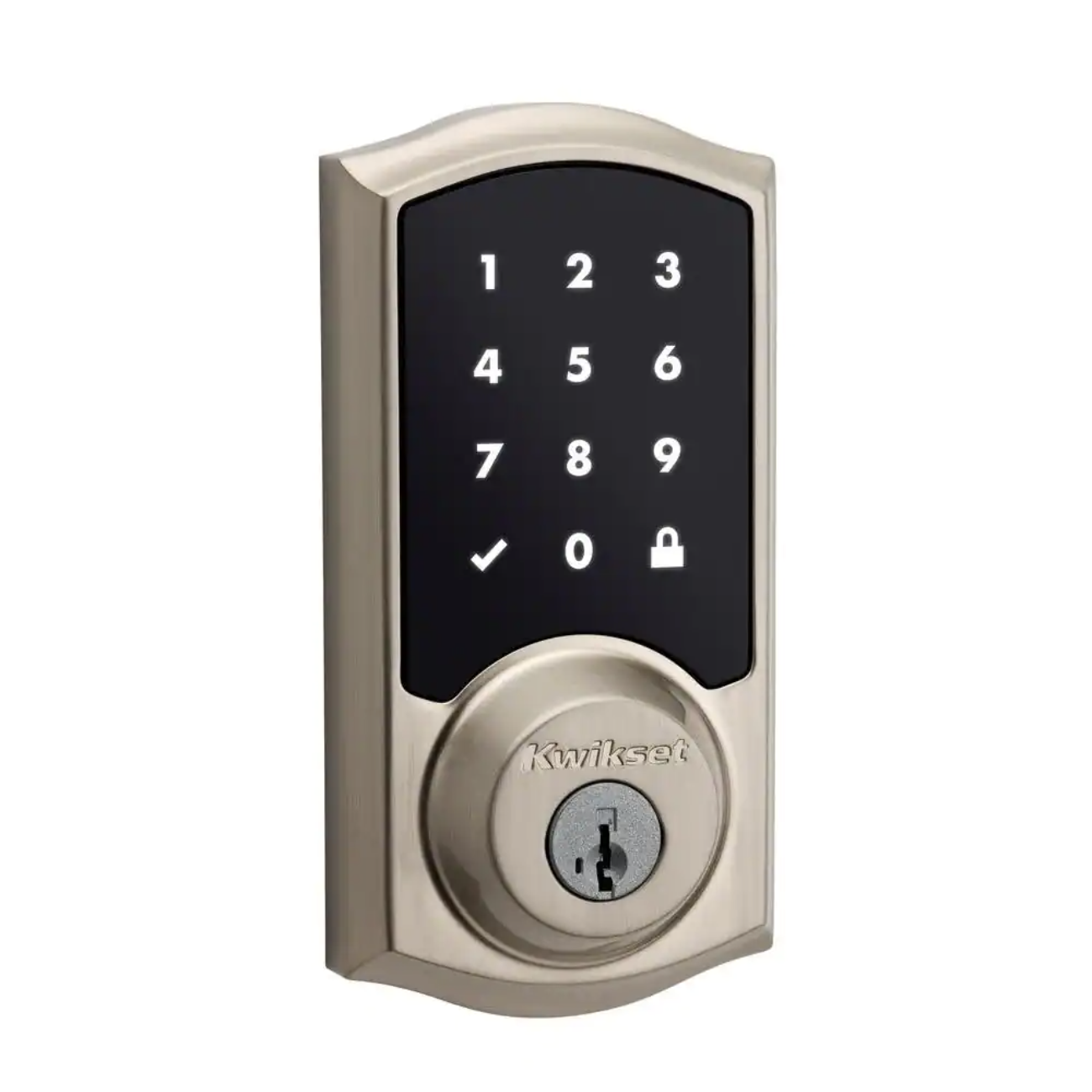 Kwikset Z-Wave SmartCode 916 Touchscreen Satin Nickel Single Cylinder Keypad Electronic Deadbolt Featuring SmartKey Security