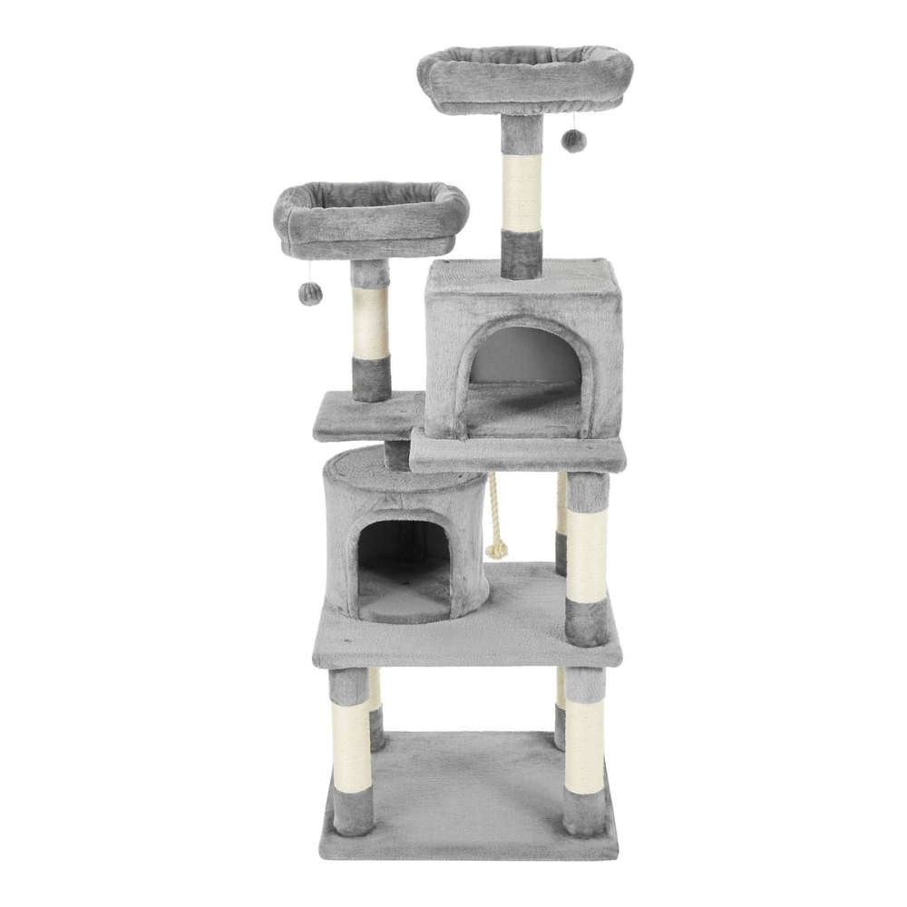 Frisco 61-in Faux Fur Cat Tree & Condo. Gray