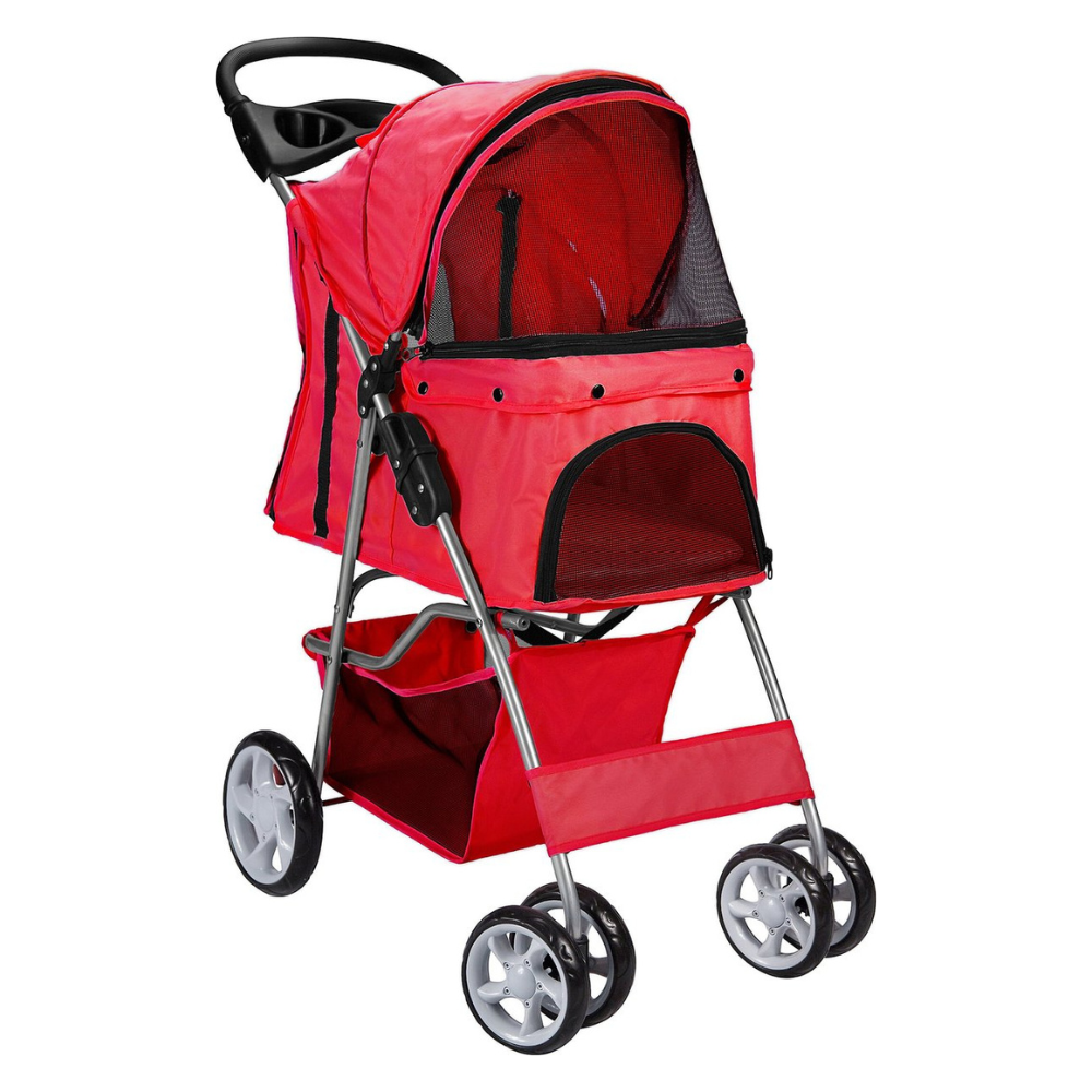 Paws & Pals Folding Dog & Cat Stroller. Red