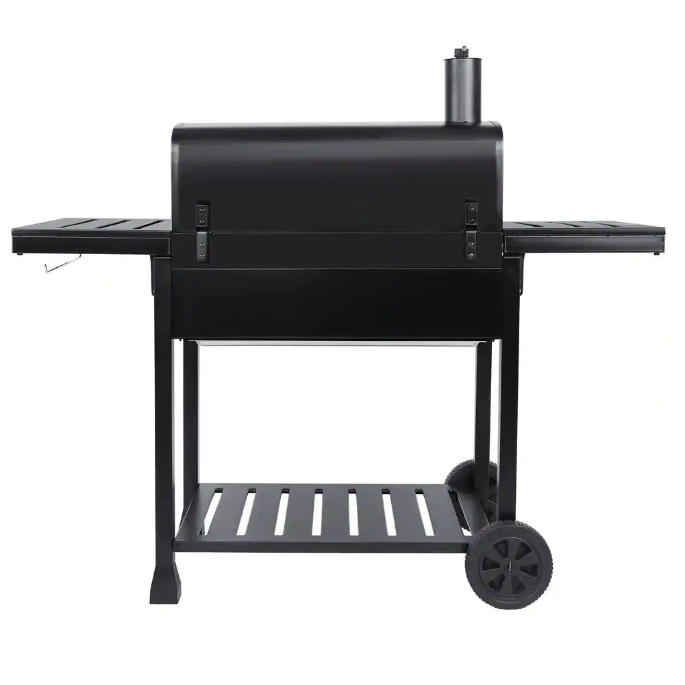 Royal Gourmet Charcoal Grill with 2 Side Tables In Black