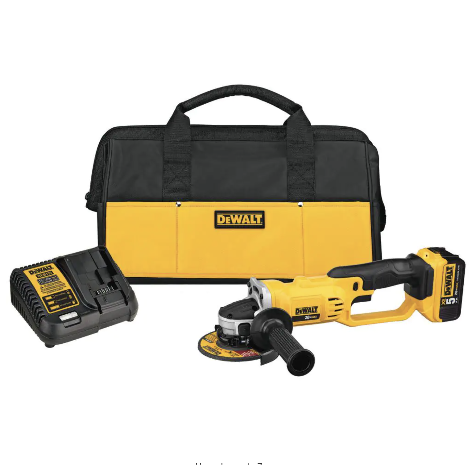 Dewalt DCG412P1 20-Volt MAX Cordless 4-1/2 in. to 5 in. Grinder. (1) 20-Volt 5.0Ah Battery & Charger