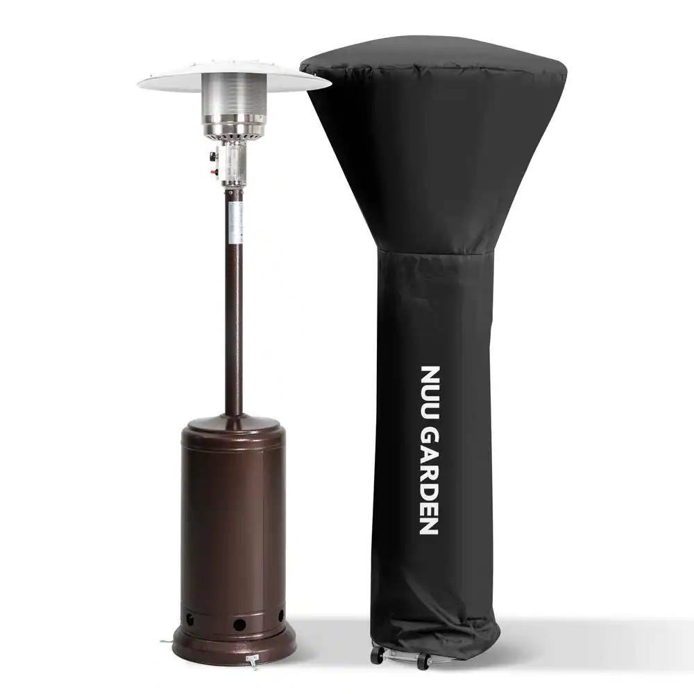 Nuu Garden 46.000 BTU Hammered Bronze Steel Propane Patio Heater With PVC Protect Cover