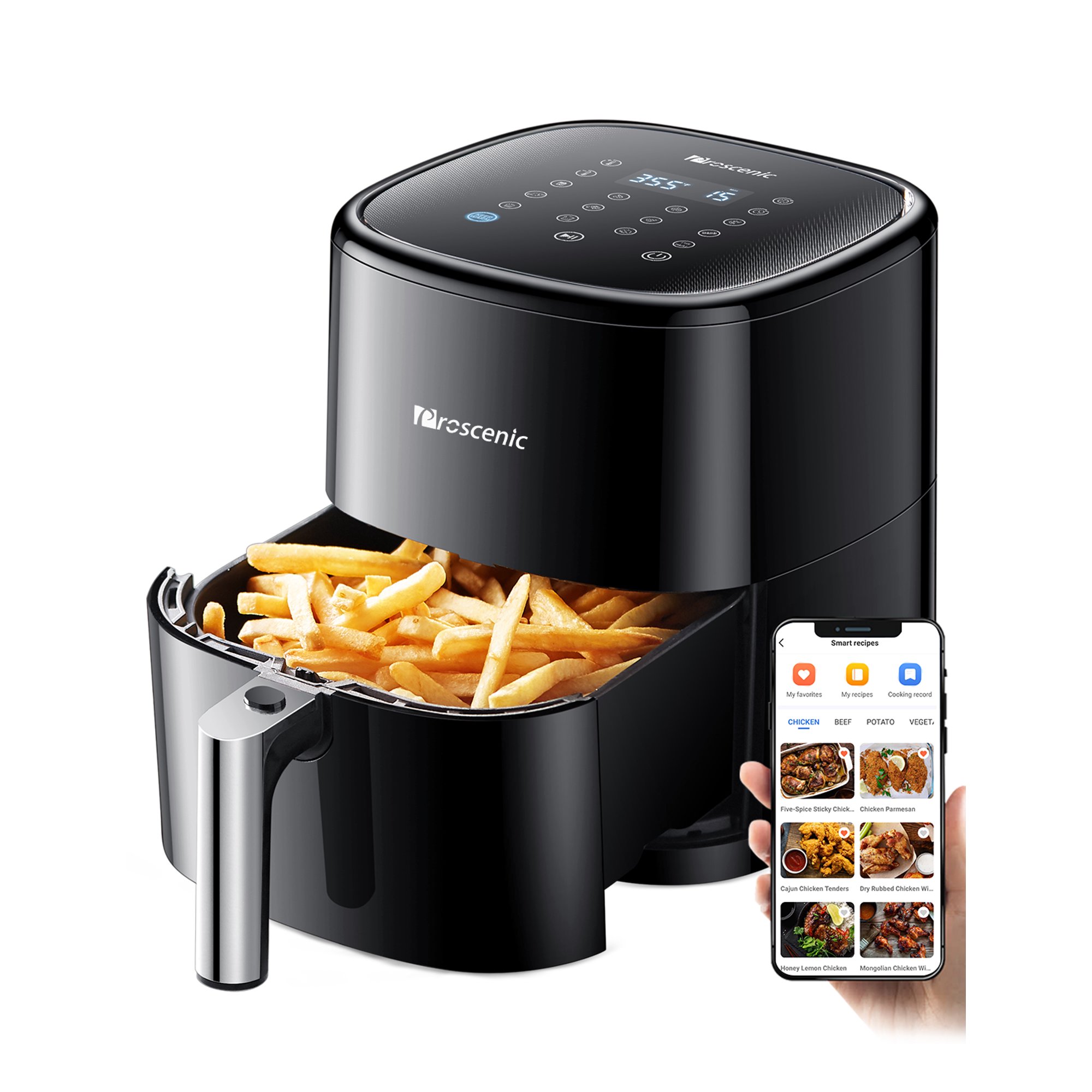 Proscenic T22 Air Fryer. 5.2 Qt App & Alexa Control with 100+ Online Recipes. Digital Toaster Ovens with LCD Screen and Non-Stick Fryer Basket