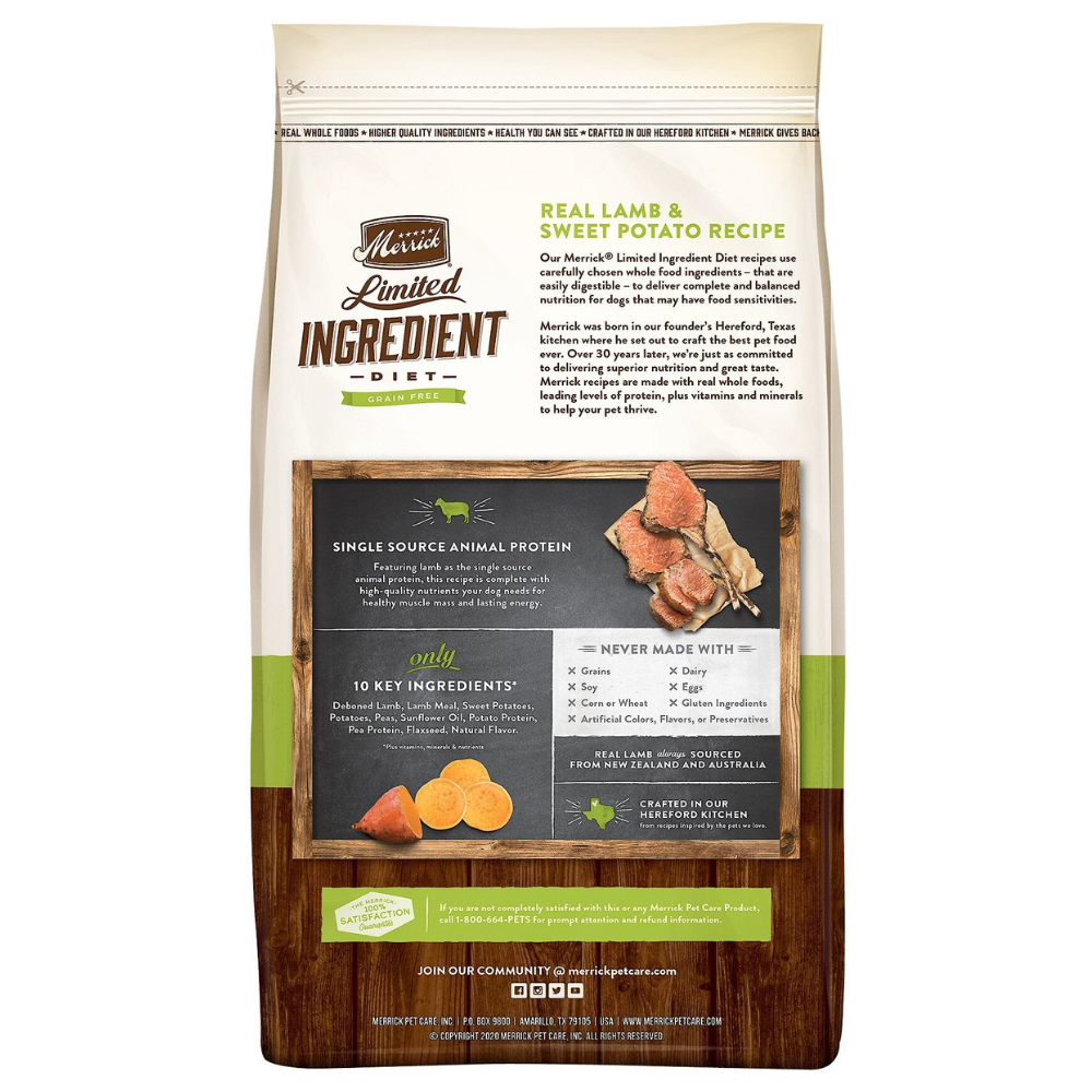 Merrick Limited Ingredient Diet Grain-Free Chicken-Free Real Lamb & Sweet Potato. 22-lb bag