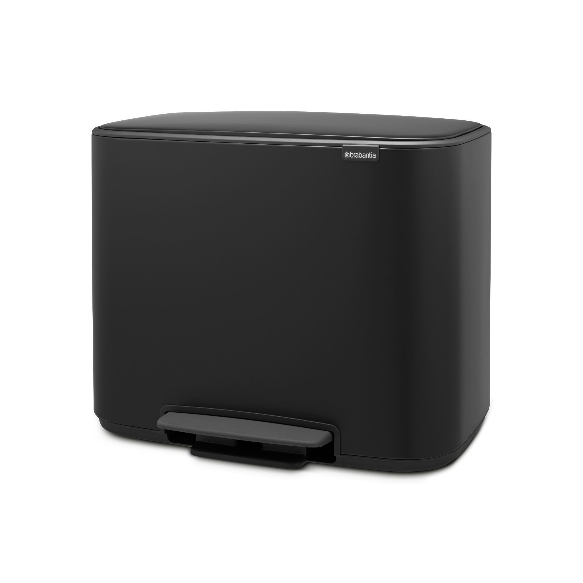 Brabantia Bo Step On Dual Compartment Recycling Trash Can. 3 + 6 Gallon. Black