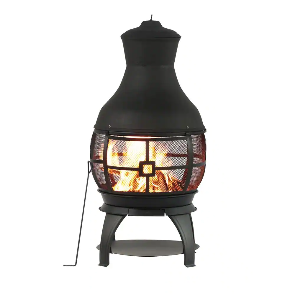 HeatMaxx 45 in. Outdoor Fireplace Wooden Fire Pit. Chimenea. Brown-Black