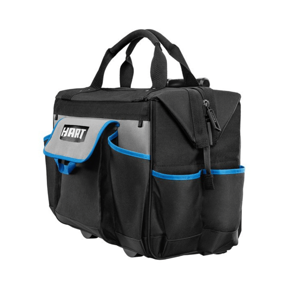 Hart 18-Inch Rolling Tool Bag. Waterproof Bottom. Telescoping Pull Handle