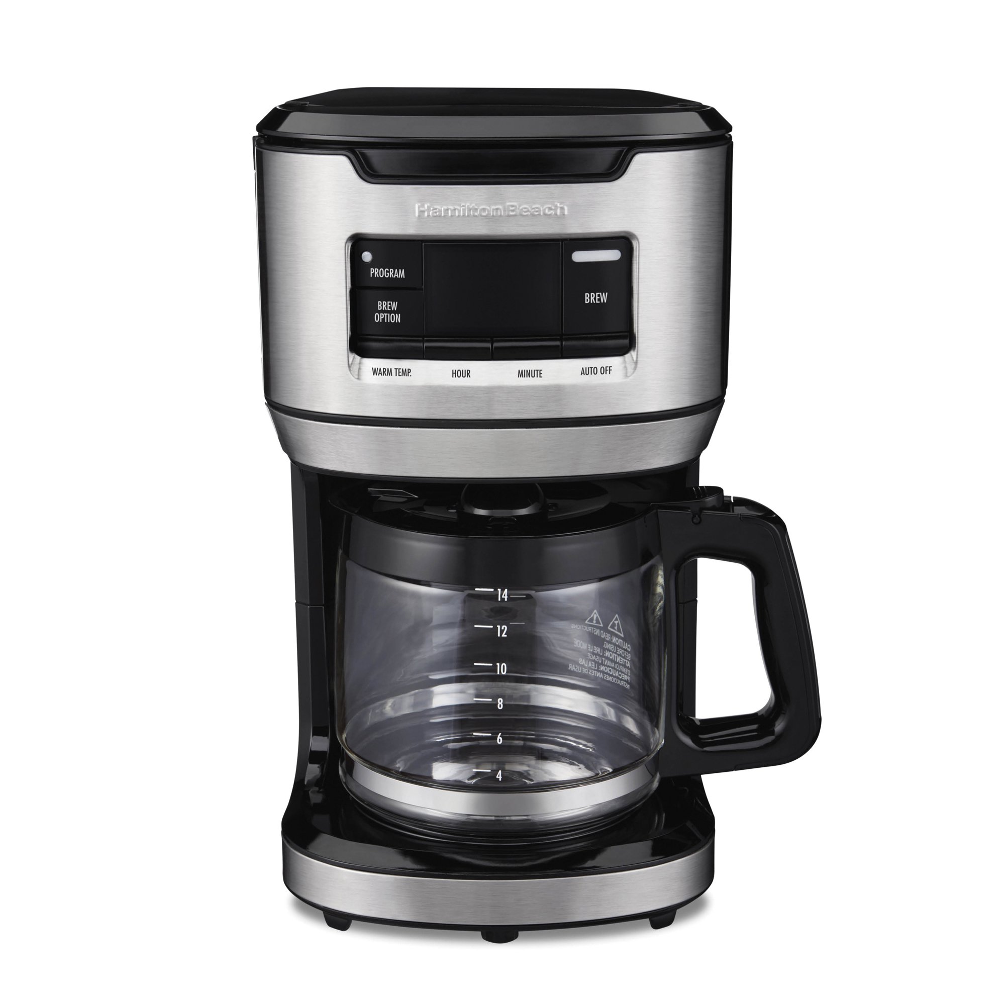 Hamilton Beach 46392 Front Fill Coffee Maker. 14 Cups. Glass. Stainless Steel and Black