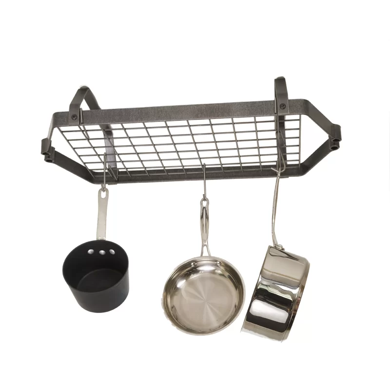 Enclume Gourmet USA Handcrafted Low Ceiling Retro Pot Rack. Hammered Steel