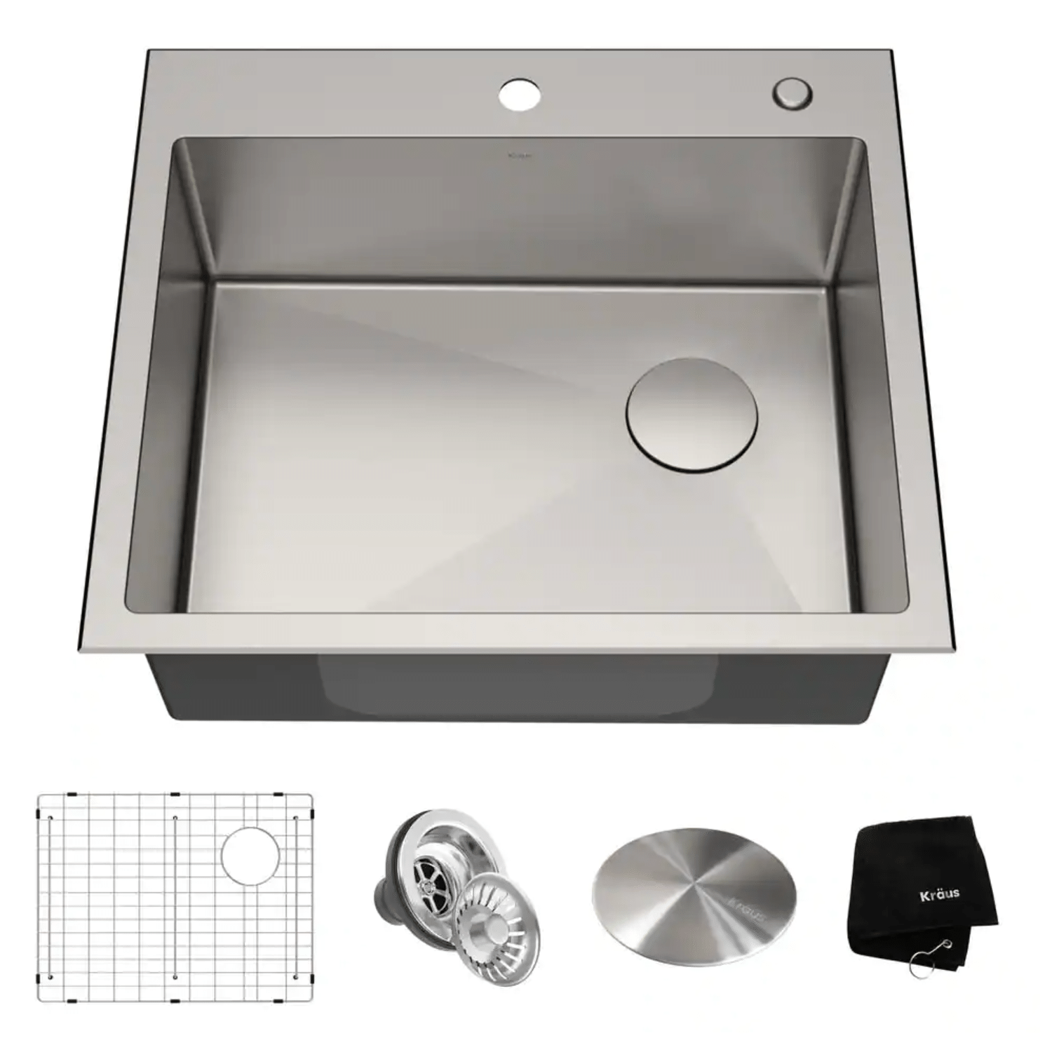 Kraus Loften Dual Mount Drop-In Stainless Steel 25 in. 1-Hole Single Bowl Kitchen Sink (KHT411-25)