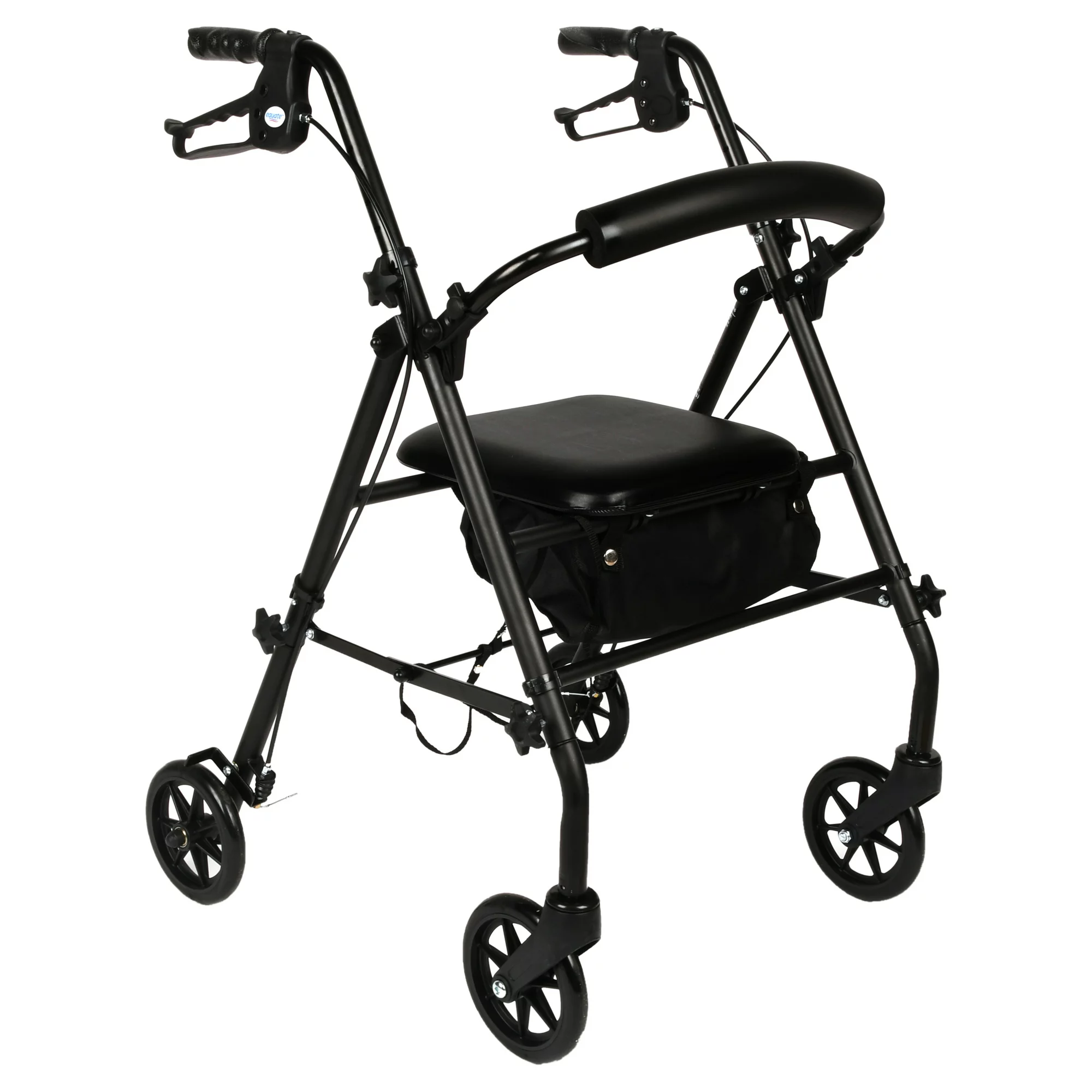 Equate Rolling Walker For Seniors. Rollator Walker with Seat and Wheels. Black