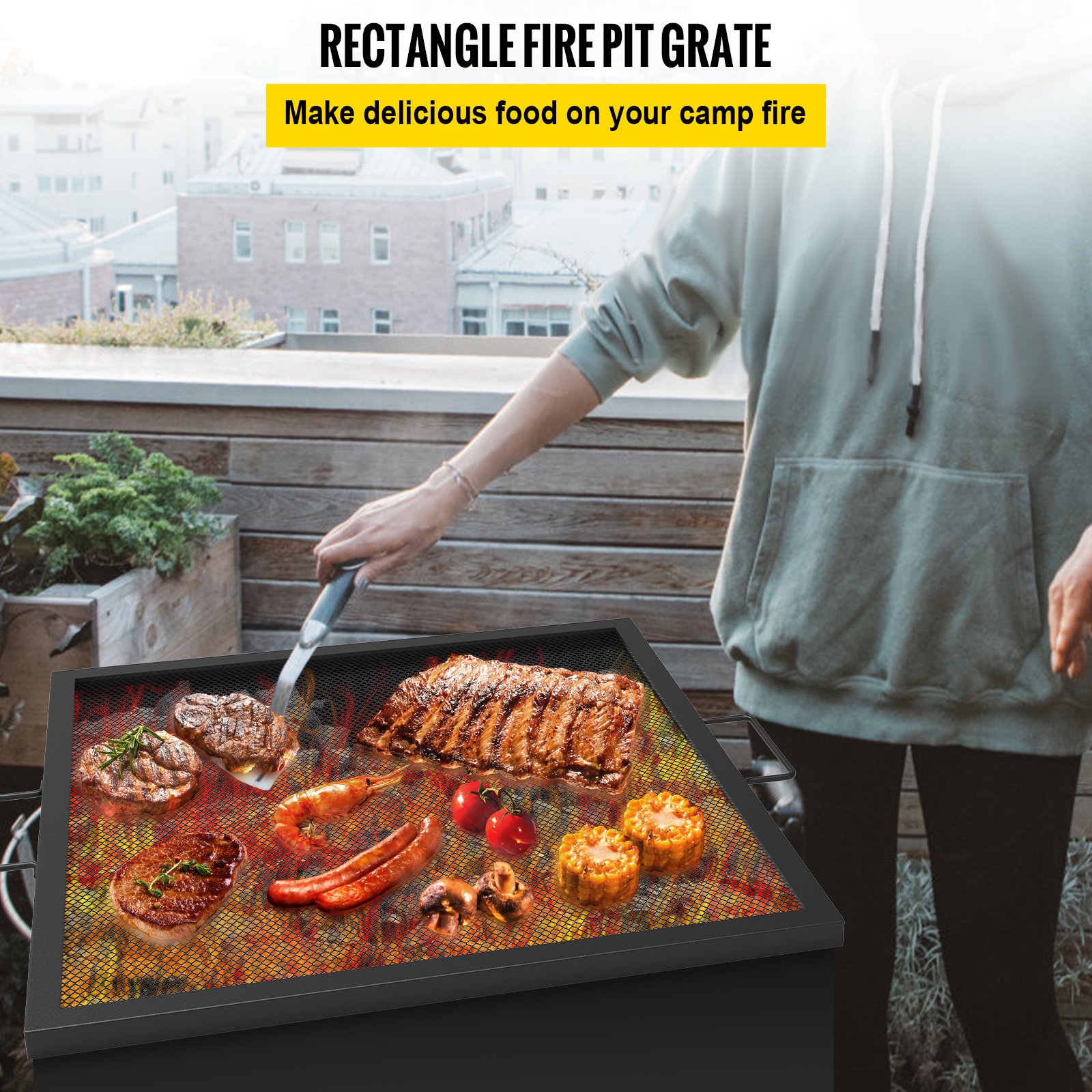 Vevor Square Fire Pit Grate. 36 x 36 inch Fire Pit Grill Grate. X-Marks Square Grill Grate