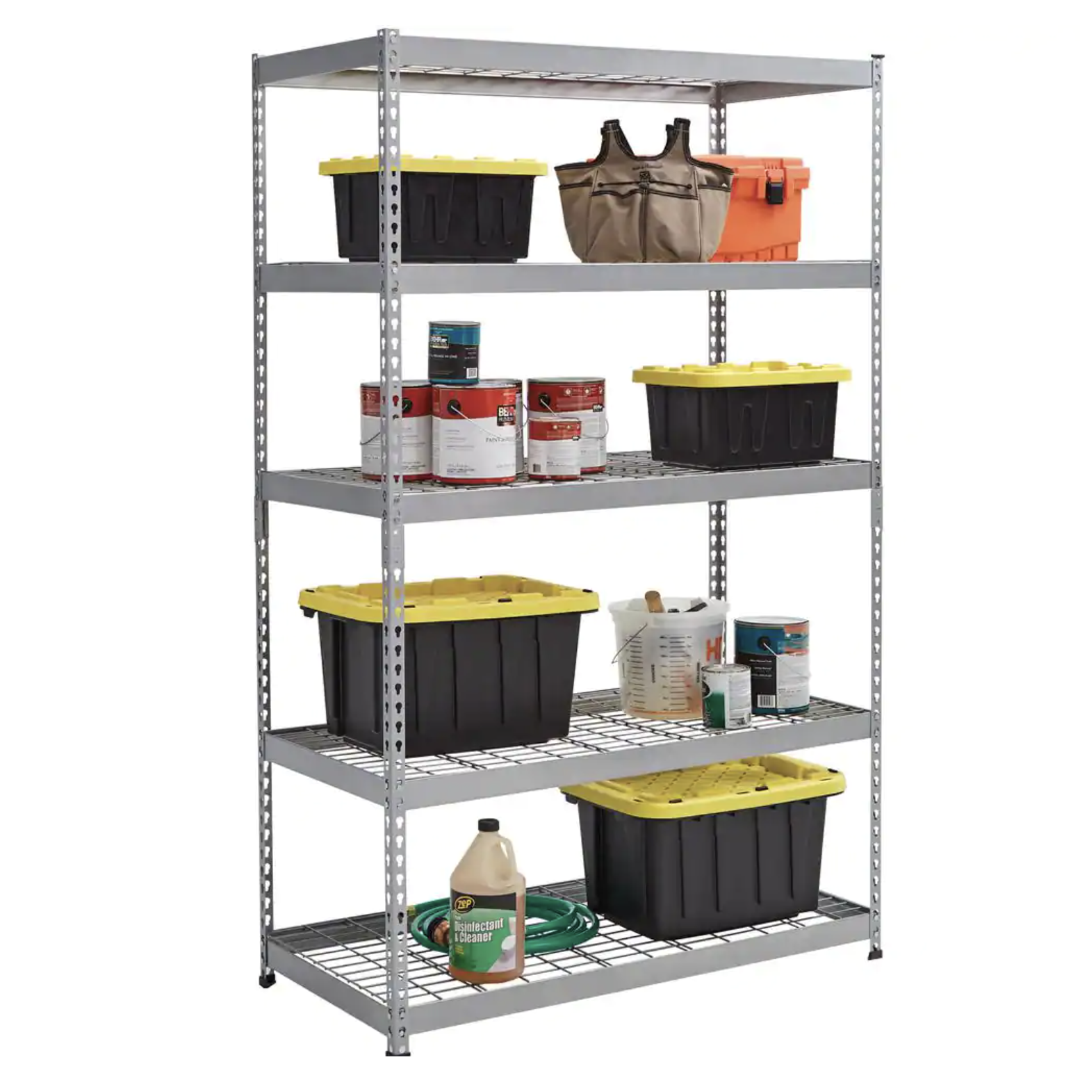 Husky MR482478W5 5-Tier Heavy Duty Steel Garage Storage Shelving Uni in Silver. 48″ W x 78″ H x 24″ D