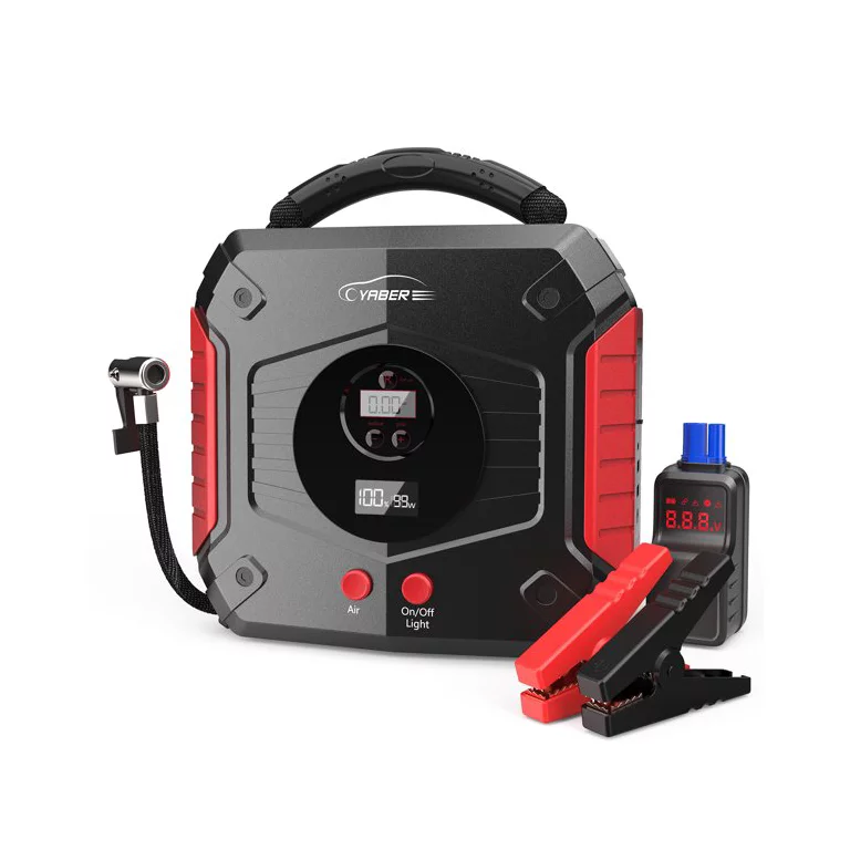 Yaber YA30 Jump Starter with Air Compressor 150 PSI 2500A Peak 24800 mAh Battery 12V Car Pack Super Safe