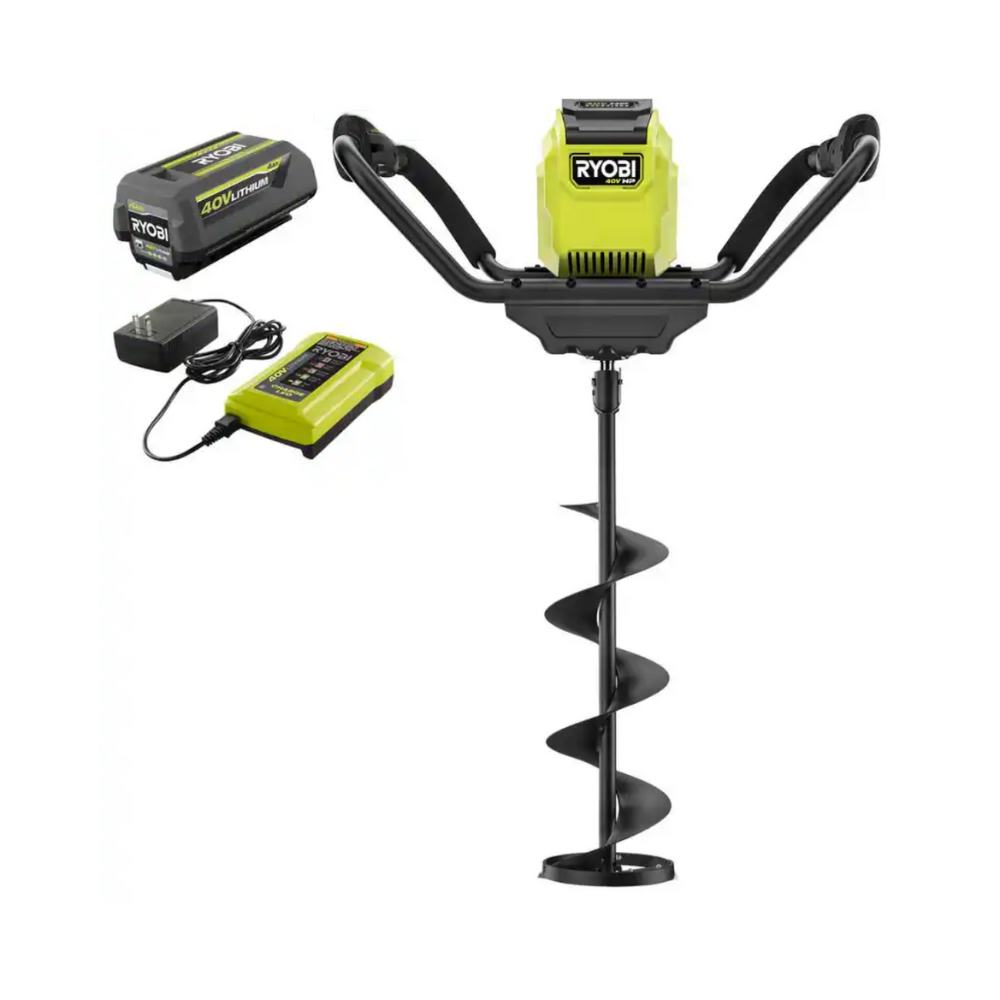 Ryobi 40-Volt HP Ice Auger with 8 in. Bit and 4.0 Ah Battery and Charger (RY40712VNM)