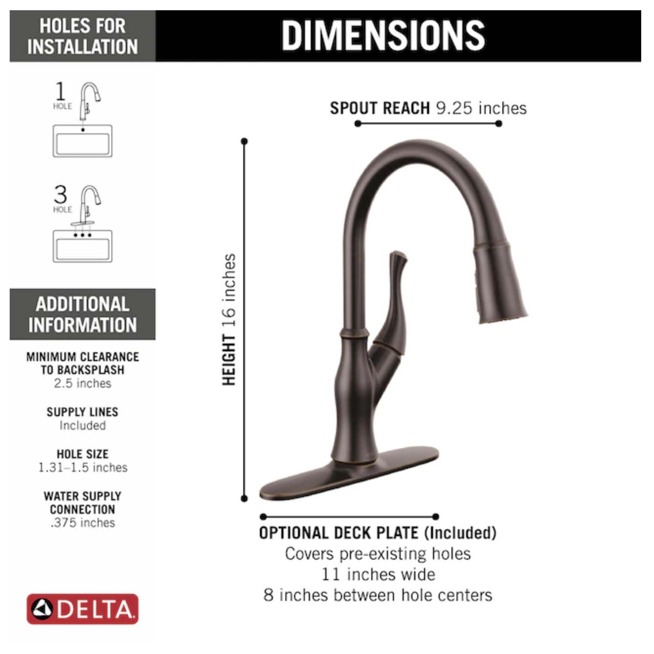 Delta Ophelia Venetian Bronze Single Handle Pull-down Kitchen Faucet with Sprayer Function (Deck Plate Included)
