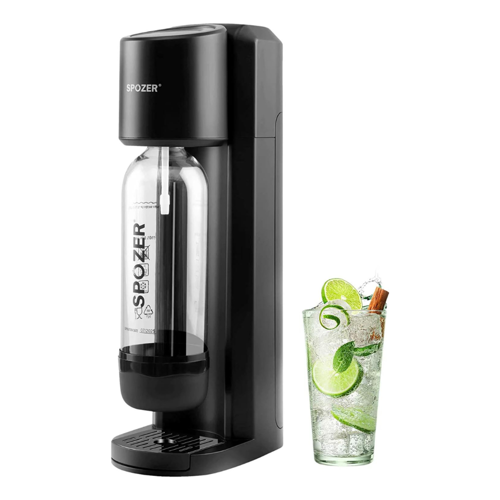 Spozer Soda Maker CO2 Carbonator Sparkling Water. Compatible with Any Screw-in 60L CO2 Cylinder. Matte Black