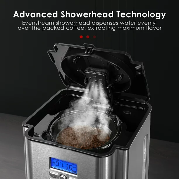 Airmsen Stainless Steel 12 Cup Drip Coffee Maker Self-Cleaning