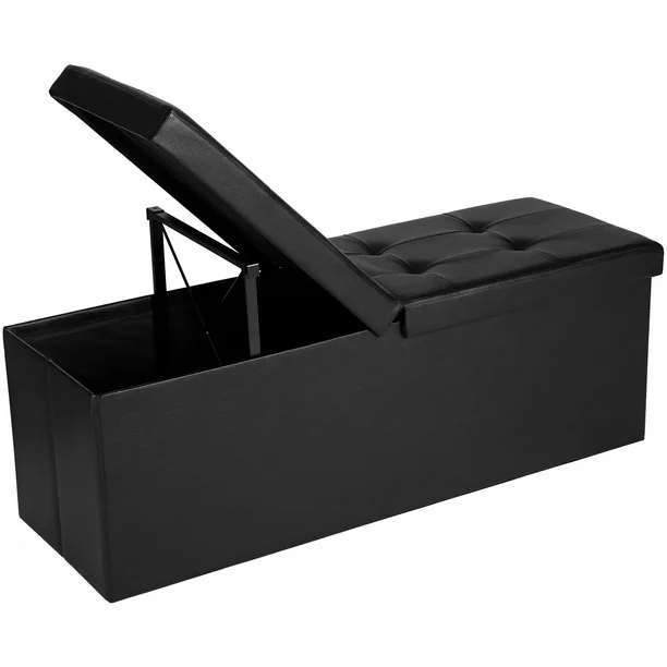 Songmics 43 Inches Folding Storage Ottoman Bench. Black