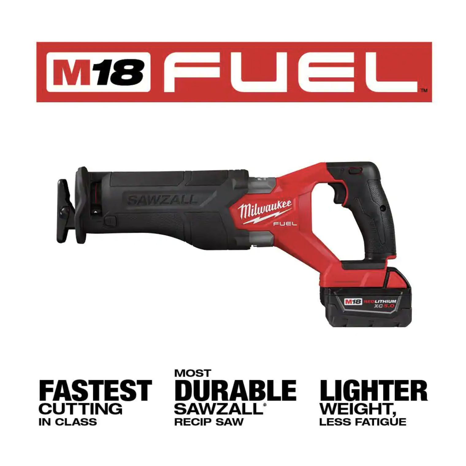 Milwaukee M18 FUEL 18V Lithium-Ion Brushless Cordless SAWZALL Reciprocating Saw Kit W/one 5.0 Ah Batteries. Charger & Case (2821-21)