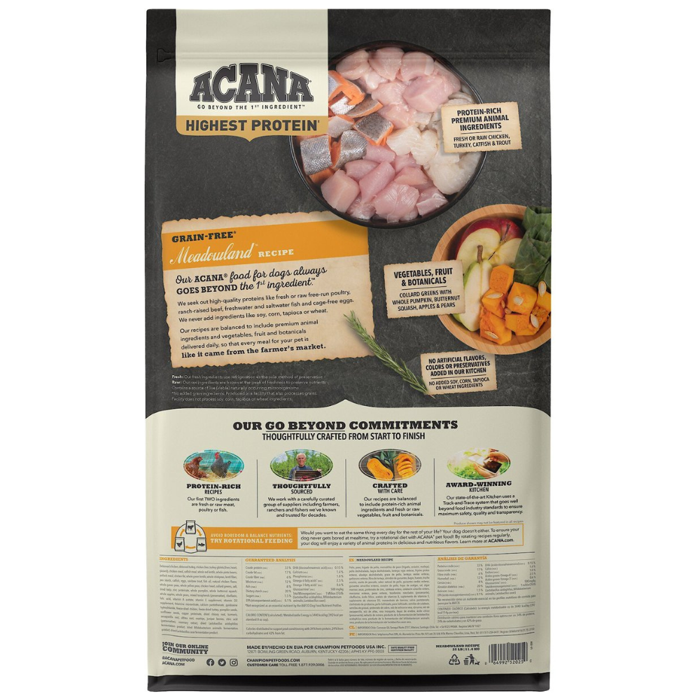 Acana Meadowland Grain-Free Dry Dog Food. 25-lb bag