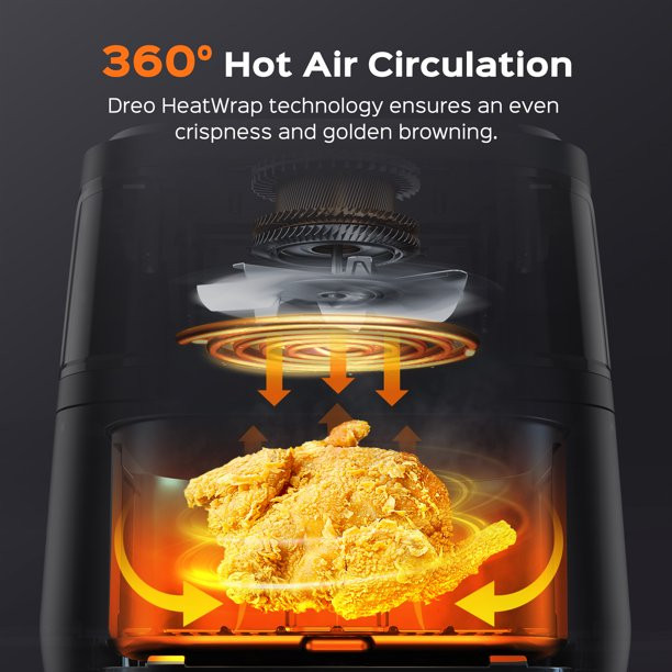 Dreo Air Fryer. Visible Window. Oilless Electric Cooker. 6.8QT