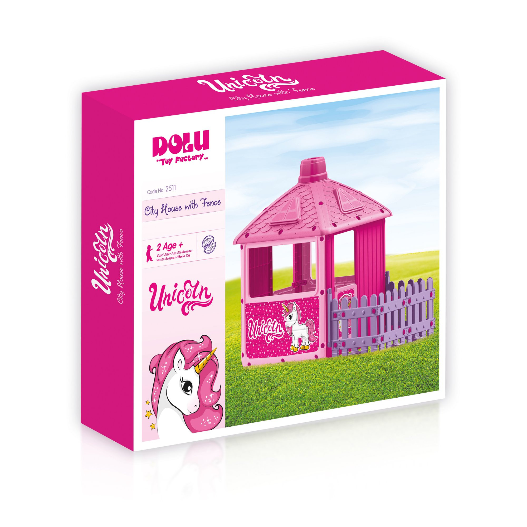 Dolu Unicorn Play House with Fenced Garden. Pink