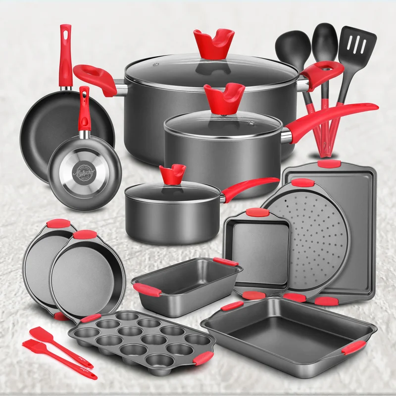 NutriChef 21 - Piece Non-Stick Aluminum Cookware Set