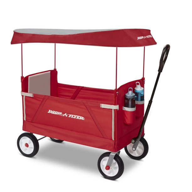 Radio Flyer 3-in-1 All Terrain Off-Road EZ Folding Kids Wagon With Canopy. Red