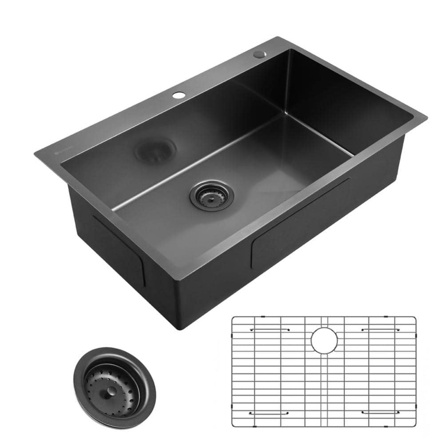 Glacier Bay Black Stainless Steel 33 in. 18-Gauge Single Bowl Drop-In Kitchen Sink