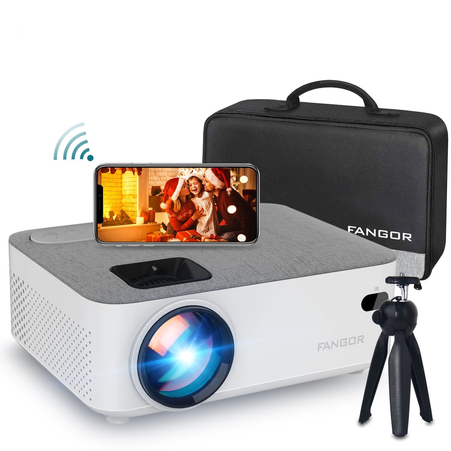 Fangor 206B Mini WiFi Projector. 1080p Support HD. Compatible with TV Stick. USB. Laptop. Free Projector Tripod Included