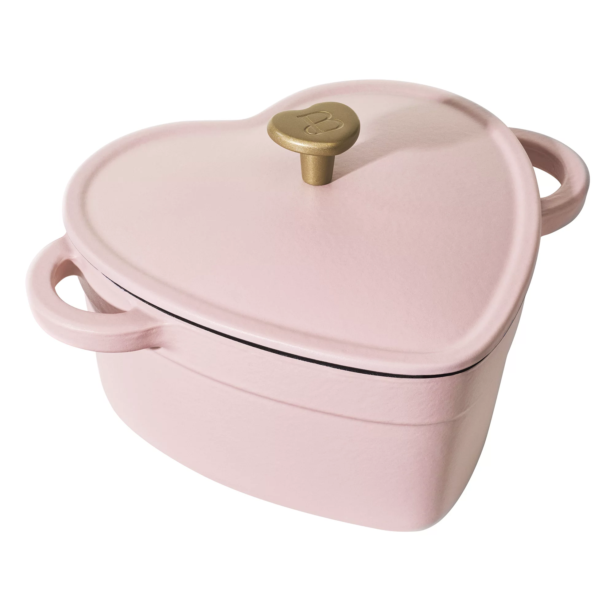 Beautiful 2QT Cast Iron Heart Dutch Oven. Pink Champagne
