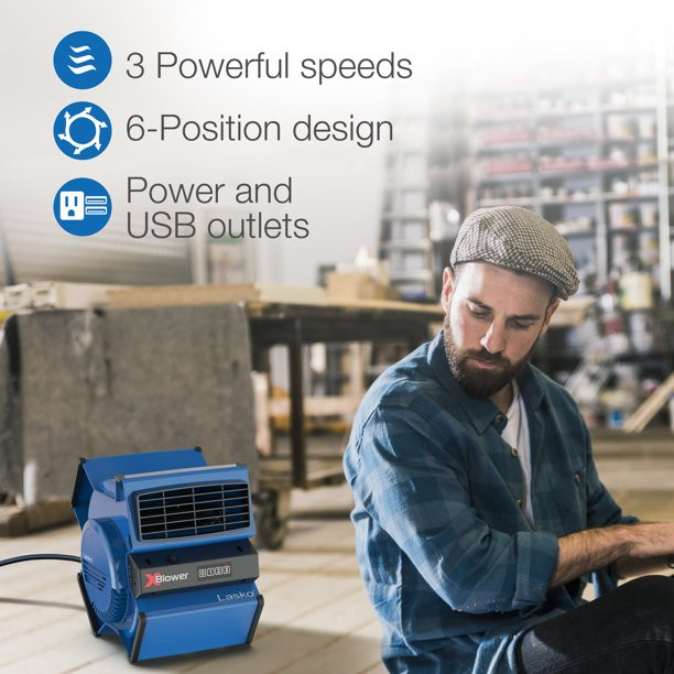 Lasko X12905 X-Blower Multi-Position Utility Blower Floor Fan. Blue