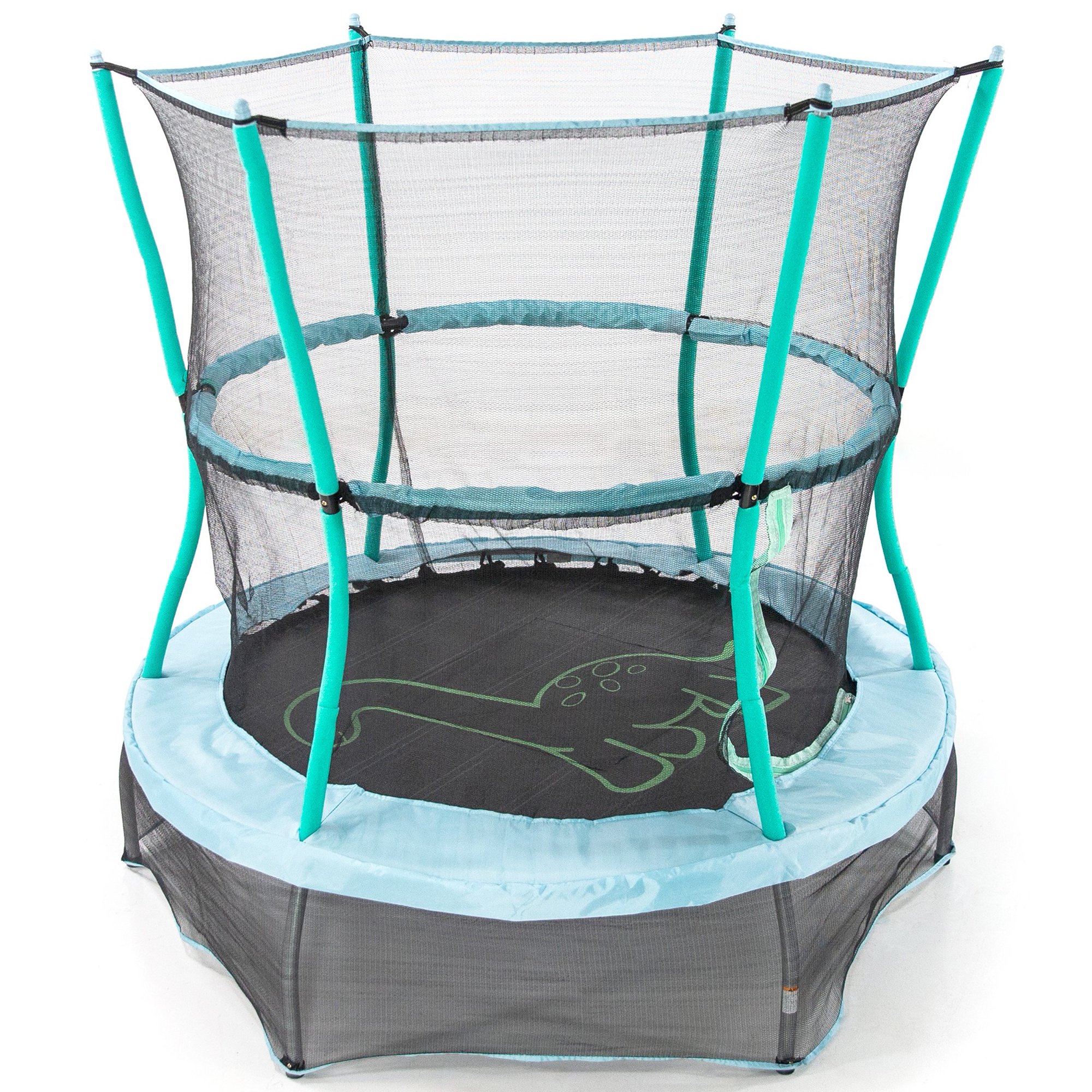 Skywalker Trampolines 55-Inch Bounce-N-Learn Trampoline with Enclosure and Sound. Stomping Dinosaur