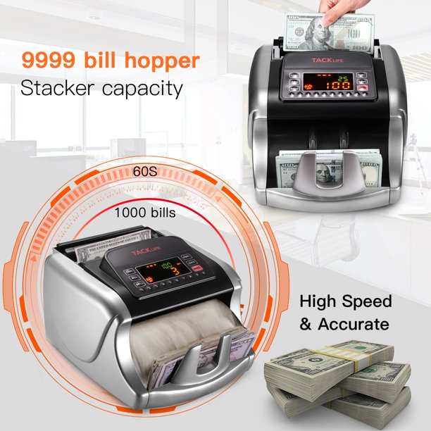 Tacklife Bill Counter With UV/MG/IR Counterfeit Detection. Money Counter - Silver