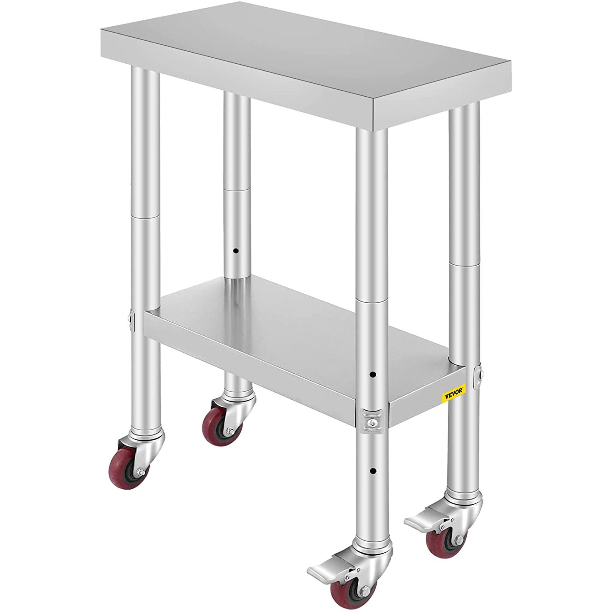 Vevor Stainless-Steel Work Table 24 x 12 Inches with 4 Wheels