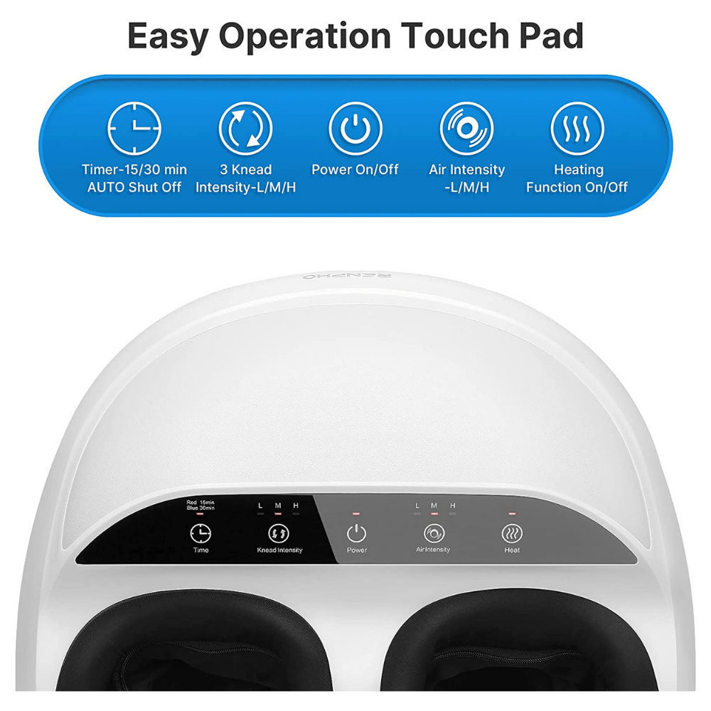 Renpho Foot Massager Machine with Heat. Shiatsu Deep Kneading. Multi-Level Settings