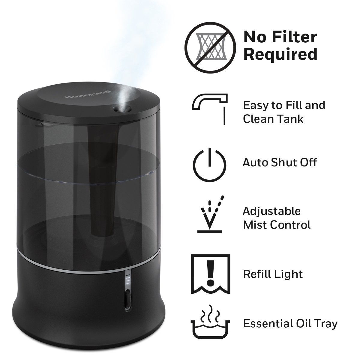 Honeywell Ultra Quiet Cool Mist Humidifier. HUL233B. Black