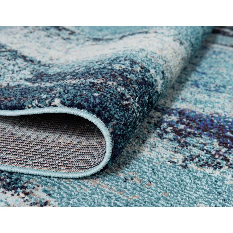 17 Stories Gostkowski Machine Woven / Power Loomed Performance Blue Rug. Rectangle 10-6″ x 16-5″