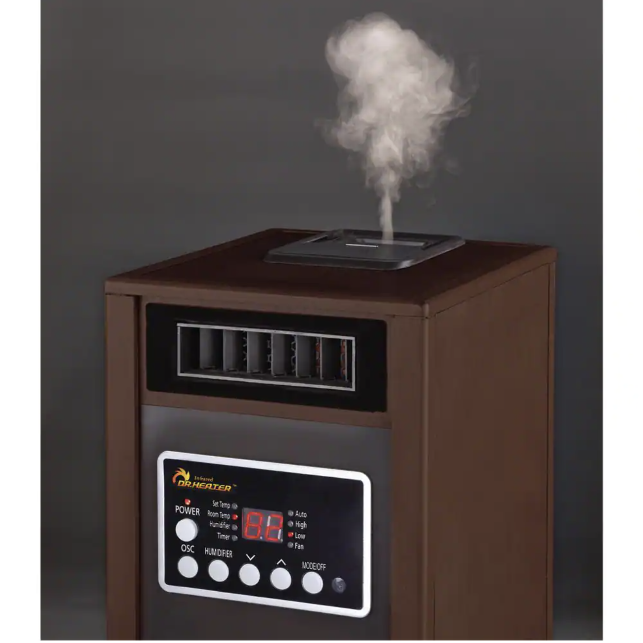 Dr Infrared Heater Electric Infrared Dual Heating System Space Heater with Humidifier. Oscillation Fan. Walnut