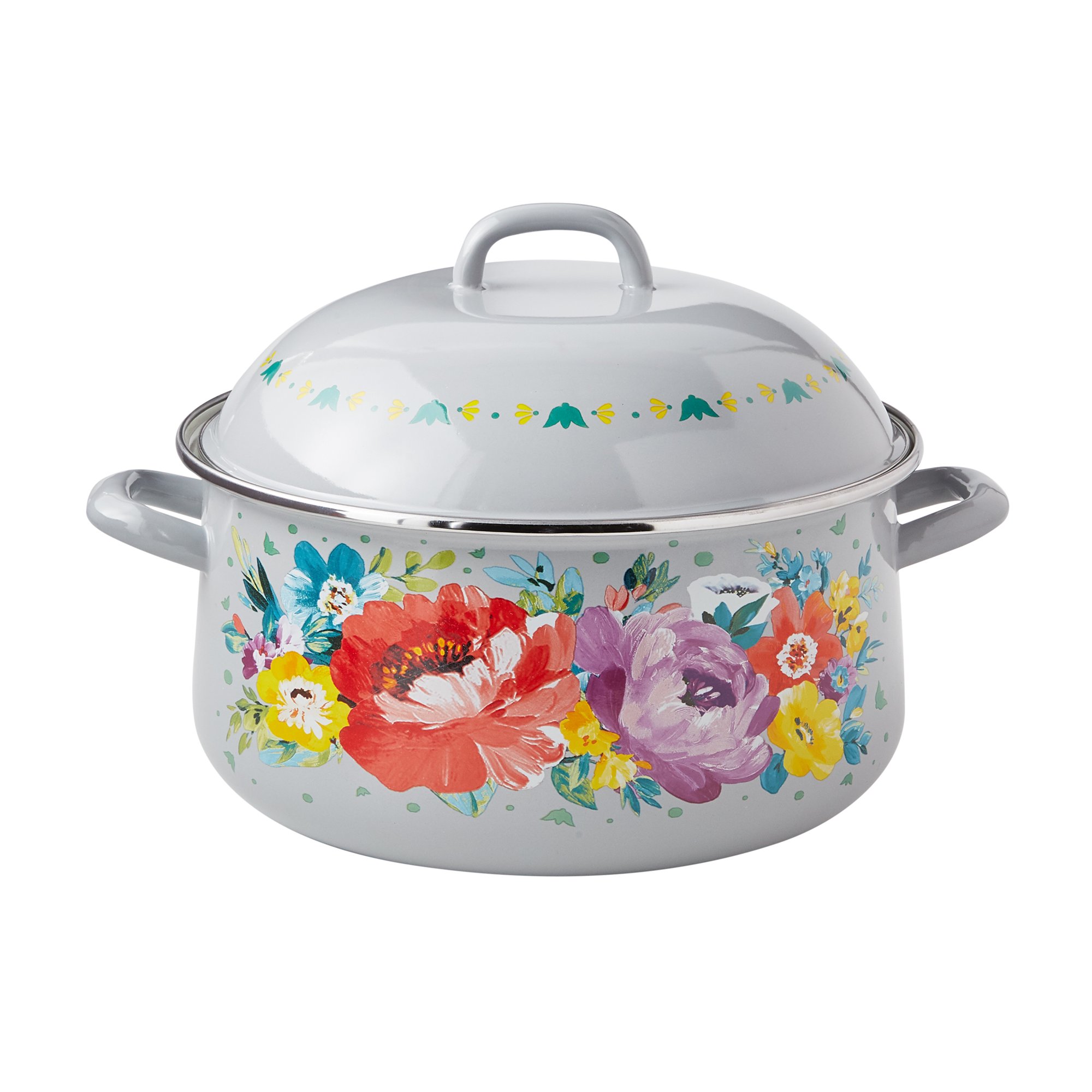 The Pioneer Woman Sweet Romance Blossoms 6.4-Quart Enamel on Steel Dutch Oven with Lid