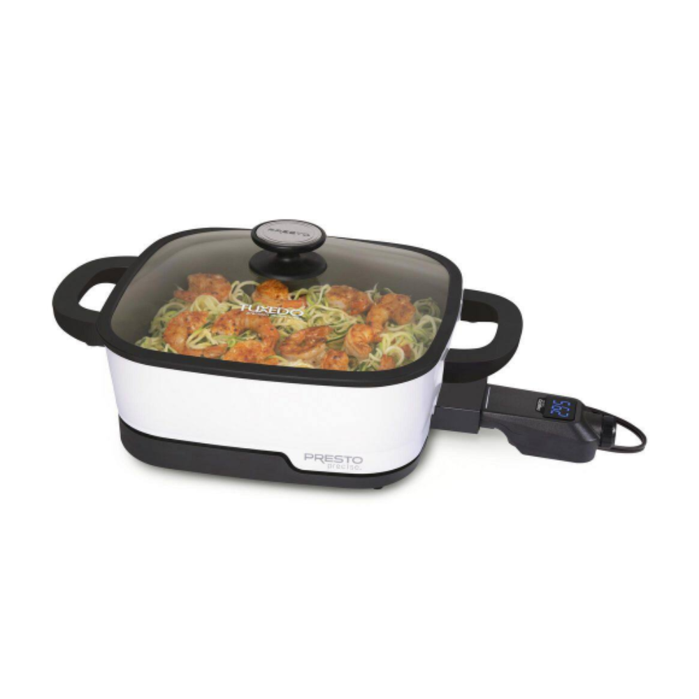 Presto 12 in. Tuxedo White Electric Skillet Multi-Cooker