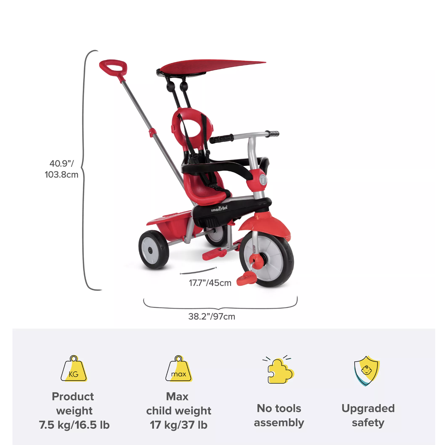 SmarTrike Toddler Toy Zoom 4-in-1 Trike. Red