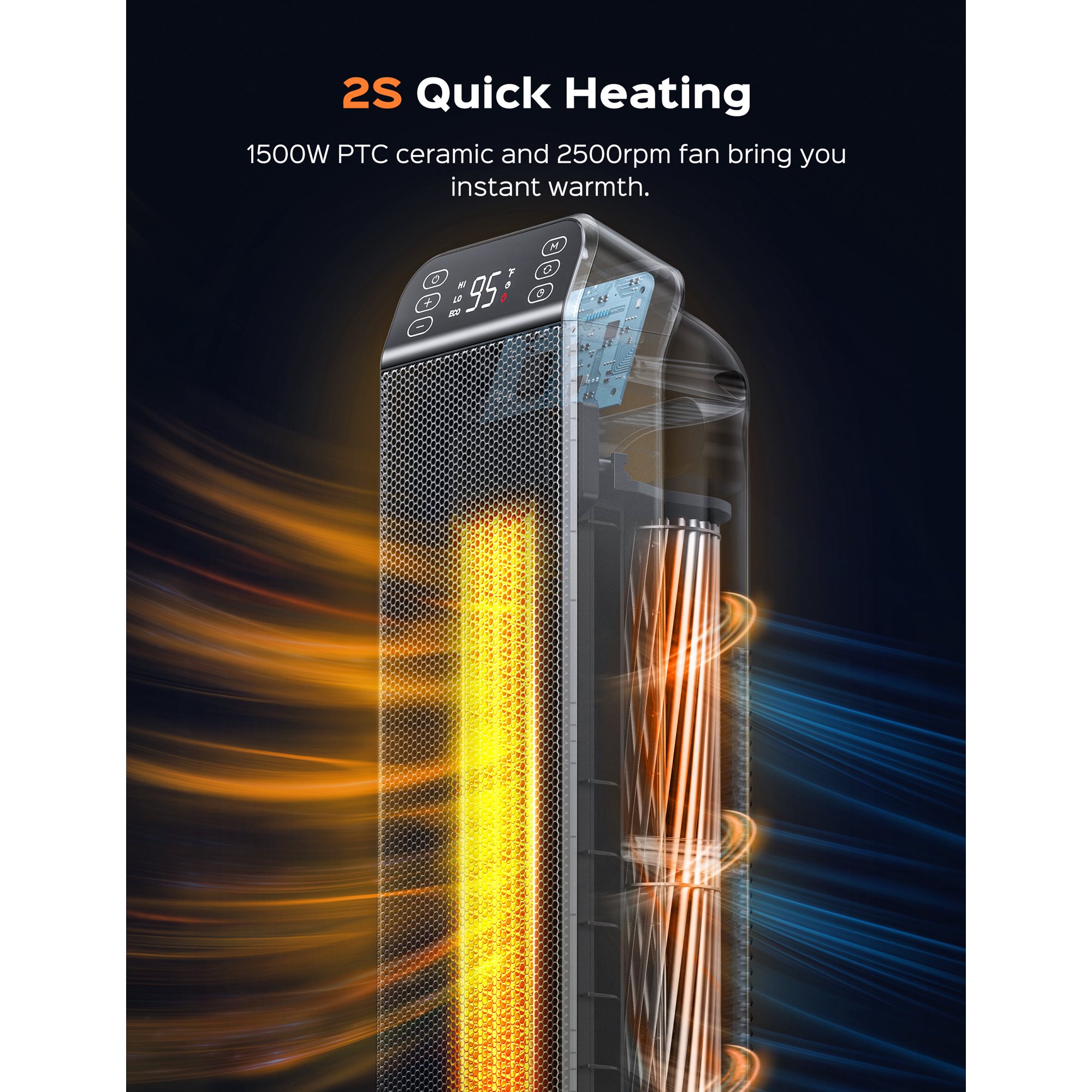 Dreo Space Heater. Safest 1500W PTC Dreo 24″ Space Heater