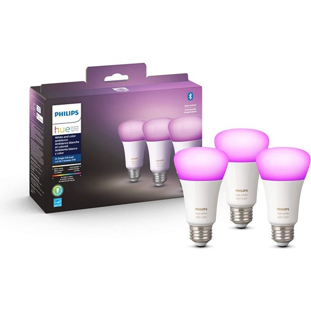 Philips Hue White And Color Ambiance LED Smart Bulb. Base Lumen (60W). 3 Pack (562785)
