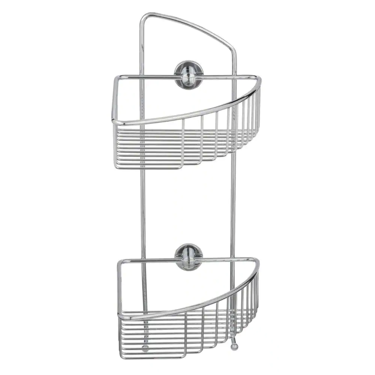 No Drilling Required Draad Rustproof Solid Brass Shower Caddy 16 in. Double Shelf Corner Mount with Hook in Chrome